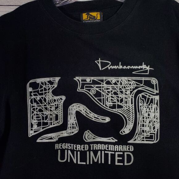 Drunknmunky Shirt Mens Medium Black Graphic Tee Short Sleeve - Picture 1 of 7